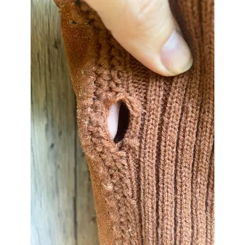 30" Waist, Size M//Vintage 70s Brown Suede and Crochet Vest Skirt Western Set Size M