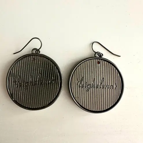 Leighelena Bronze Stingray Leather Round Drop Earrings w/ Gunmetal Crystal Frame Brown