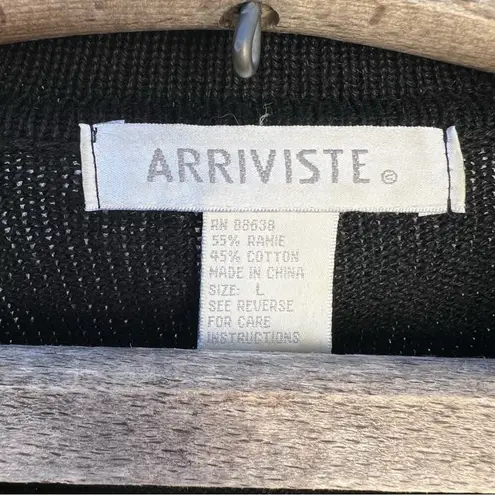 90s Arriviste Gold floral scrolling embroidered black button up cardigan blazer Size L