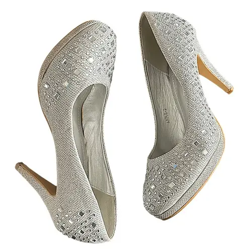 Top Moda Silver Rhinestone Sparkling Platform Stiletto Heels Apple-2