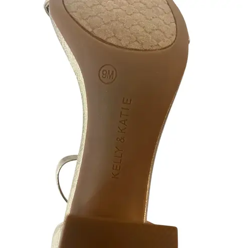 Kelly & Katie Hailee Sandal Womens Size 9M Beige Gold Shimmer 3.5 in Heel NEW