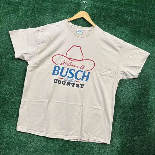 Busch Light beige T-shirt Size Large