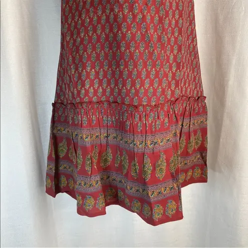 Raga Avah Floral Faux Boho Wrap Mini Dress color Wine size LARGE BRAND New