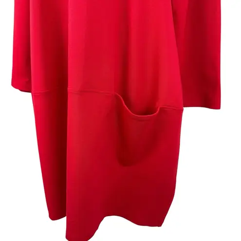 NOEN Nordic Ponte Knit Cocoon Hem Dress 3/4 Sleeve Red Sz 4