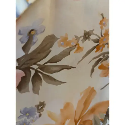 Linda Allard Ellen Tracy Petite 2 Silk Floral Short Sleeve Button Up Shirt Yellow Size 2P