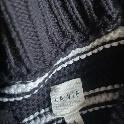 Rebecca Taylor La Vie Black Nad White Striped Pullover Sweater Size Small