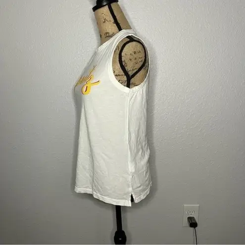 Mate the Label NWT Womens Spritz Retro White Organic Cotton Tank sz XS Bright