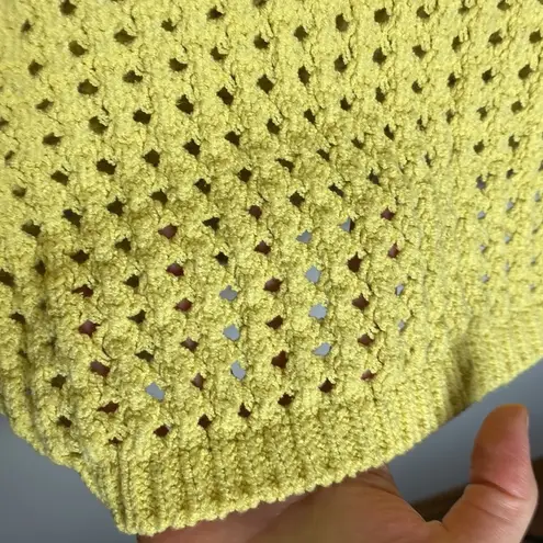 Nanushka Tula cotton linen crochet knit tank top in acid yellow color size S