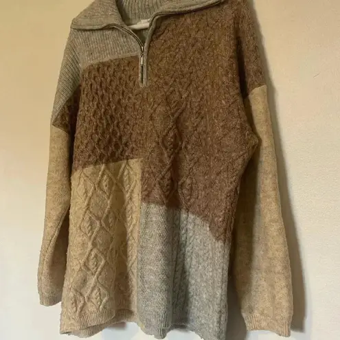 Westbound color block quarter zip wool sweater