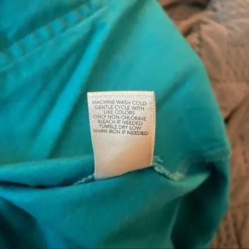 Christopher & Banks Cotton Zip-front Ruffle Trim Casual Vest Teal XL