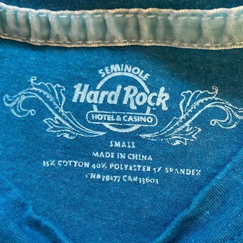 Hard Rock Cafe Tampa Teal Fleur de Lis Short Sleeve Babydoll T-Shirt, small