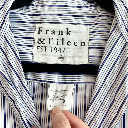 Frank & Eileen Grayson Navy Blue Stripe Cotton Button Down Shirt XS