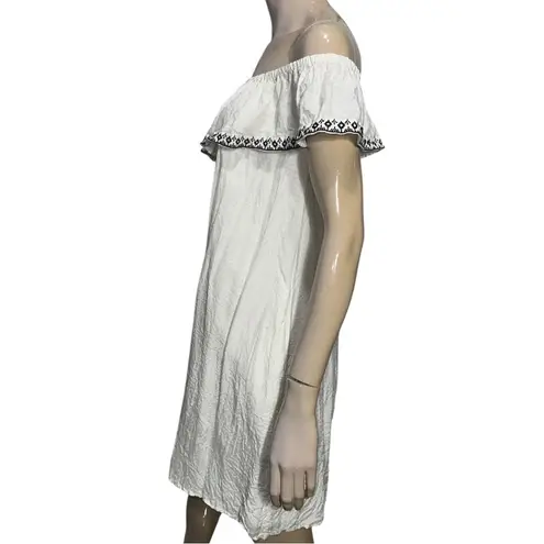 Scoop NYC Vintage Women’s Size S White Ruffle Top Off Shoulder Silk Mini Dress