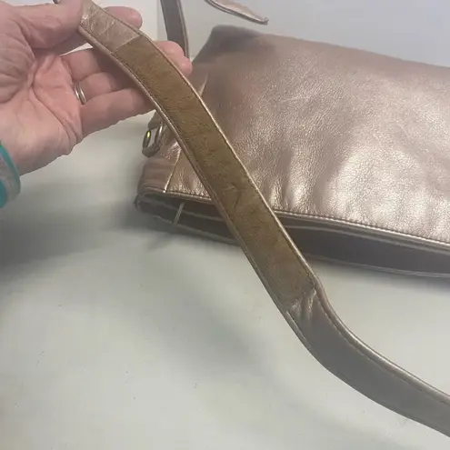 SAS Pebbled Metallic Tan Crossbody Shoulder Bag 10X3X7 Made in USA