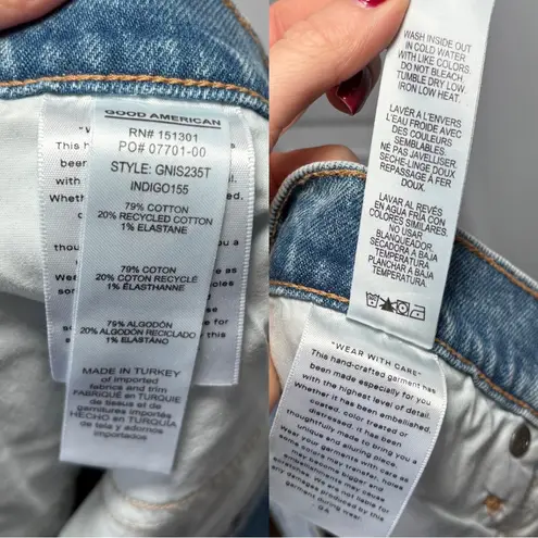 Good American  Indigo155 90s Blue Distressed Denim Shorts