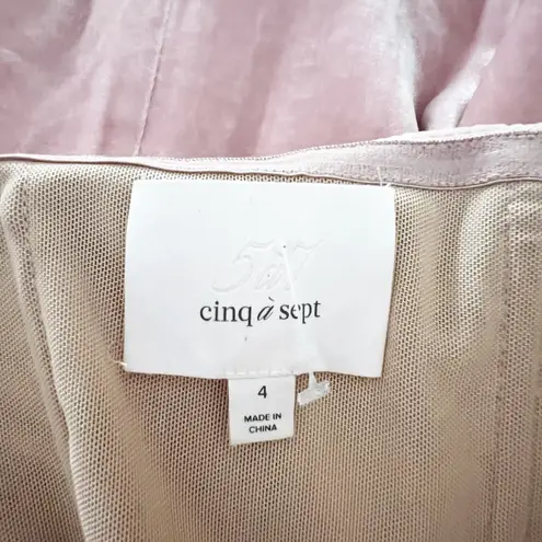 Cinq A Sept Marceau Velvet Velour Ruffle Strapless Bodycon Midi Dress Pink 4