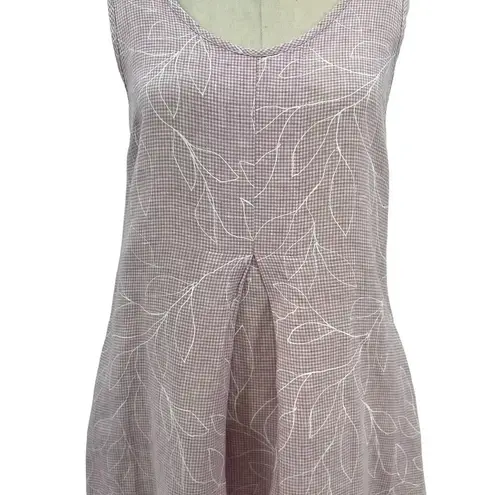 Flax Woodstock Dress Linen Lilac Lavender White Gingham Floral Size XS