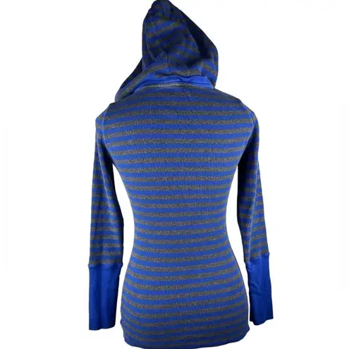 Calvin Klein performance hooded striped royal blue & grey sweater sz S cotton bl