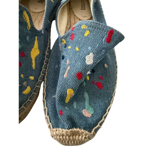 Soludos Multicolor Embroidered Paint Splatter Espadrilles Flats Size 7