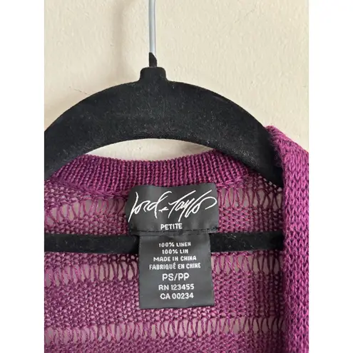 Vintage Lord and Taylor Petite Small Open Front Cropped Cardigan Linen Purple Size undefined