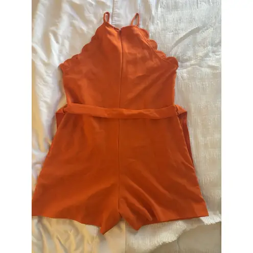 Victoria Beckham x Target Orange Romper Scalloped Shorts Tie Waist Chic Medium - Image 8