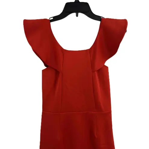 Yumi Kim Red Under Your Spell Mini Dress Off Shoulder Ruffle Detail Scuba Sm New