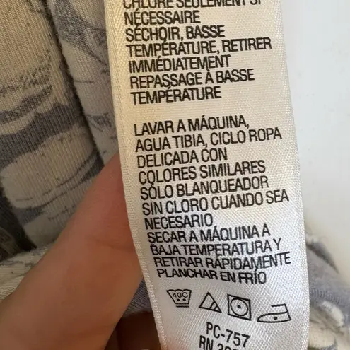 IZOD Light Gray White Floral Cowl Neck Sleeveless Stretch Knit Blouse L