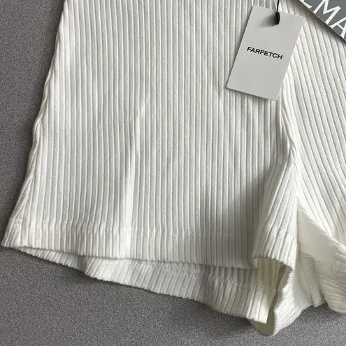 Alemais Ribbed Knit Shorts 10 White Pull On Elastic Waist Organic Cotton Stretch