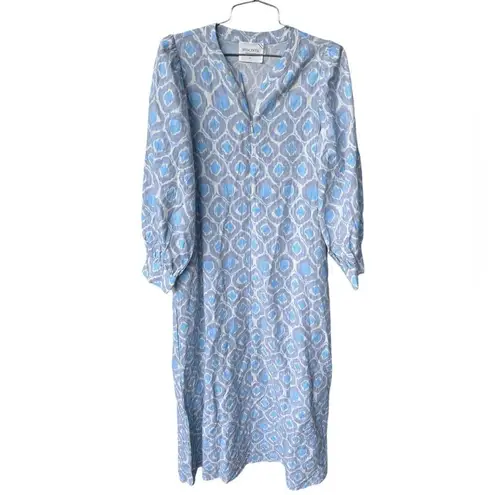 HYACINTH HOUSE Blue Ikat Zipper Zadie Maxi Dress XS