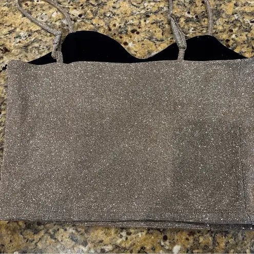 ORIGINALITY LA LA LAN CROP TOP M SHIMMER Y2K NWT ADJ STRAP USA Gold Size M