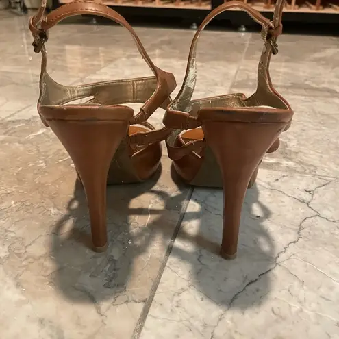 Simply Vera Elegant Tan Brown Leather High Heel Sandals Size 8.5