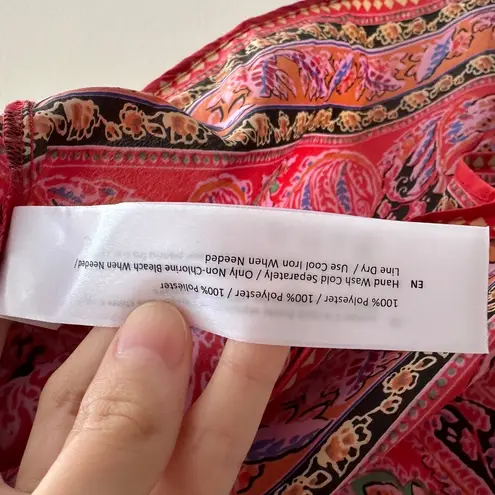 Bog Collective Bandana Tank Top, Pink Floral Bohemian Spaghetti Strap, Small