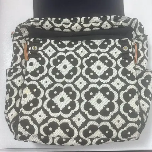 Petunia Pickle Bottom Boxy Backpack Diaper Bag Black White Woven Print Boho