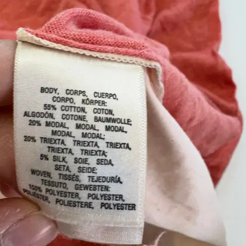 Moth Anthropologie Tee Womens Small Coral Pink Beige Short Sleeve Top Silk Blend