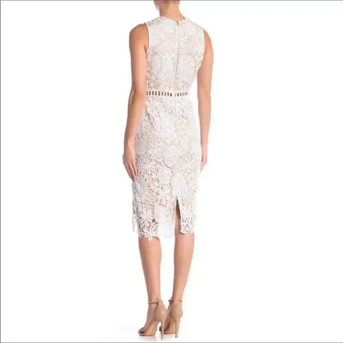 LOVE x DESIGN White Lace Lattice Taupe Shell Sleeveless Mini Dress Size XS