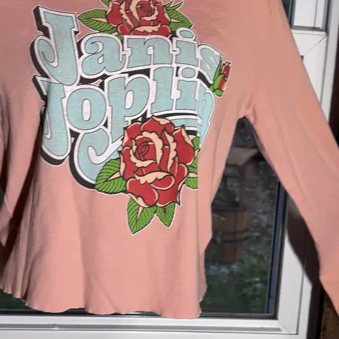 Rowdy Sprout Janis Joplin Rose Long Sleeve Rib Tee in Blush Teen Size 18 (L) Pink