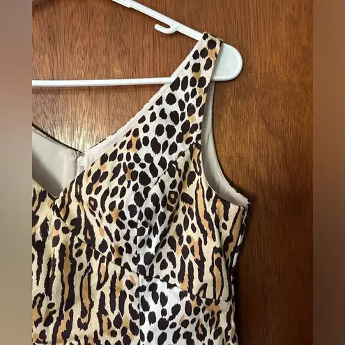 Bloomingdales Vintage 90s Bloomingdale’s animal print v neck sleeveless sheath dress size 10P