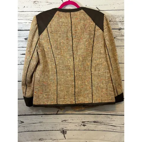 Doncaster Women's Brown Tweed Blazer Jacket 12W Dark Brown Trim