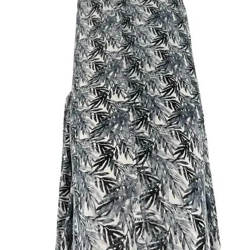 Posh Peanut Henley Button Stretch Maxi Dress Jared Blue Leaf Print Size Small