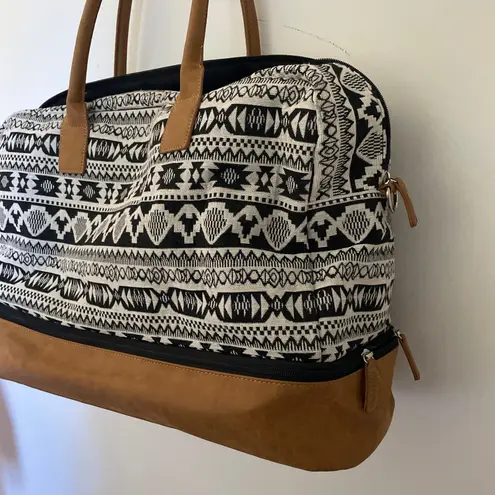 Bohemian Aztec Print Weekender Bag Large Travel Duffle Tote Vacation Boho Chic Black