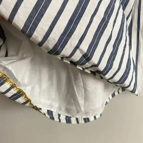 Uncle Frank Blue and White Striped Yellow Embroidery Boho Tassel Dress