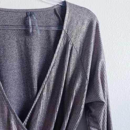 Anthropologie  Luanne Shimmer Surplice 3/4 Sleeve Mock Wrap Blouse - Image 4