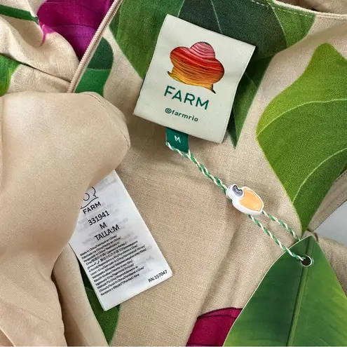 Farm Rio NWT Anthurium Leaves Dress Sand, M Tan Size M