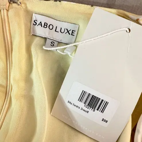 Sabo Skirt luxe NWT xandria yellow satin floral balloon sleeve mini dress size s