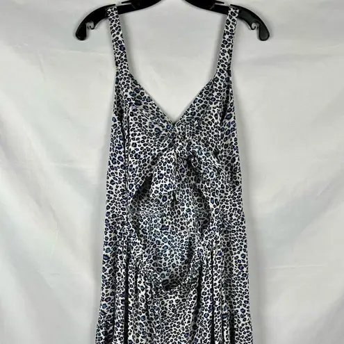 BTFBM Full Length Animal Print Back Cutout Summer Dress XL Blue