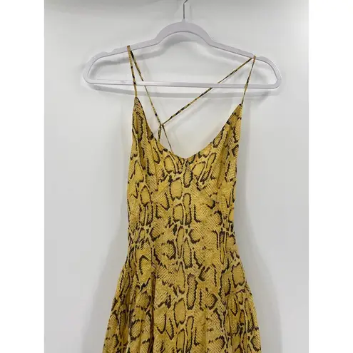 Frame Malibu Yellow Python Snakeskin Print Cross Back Maxi Dress Size XS NWT