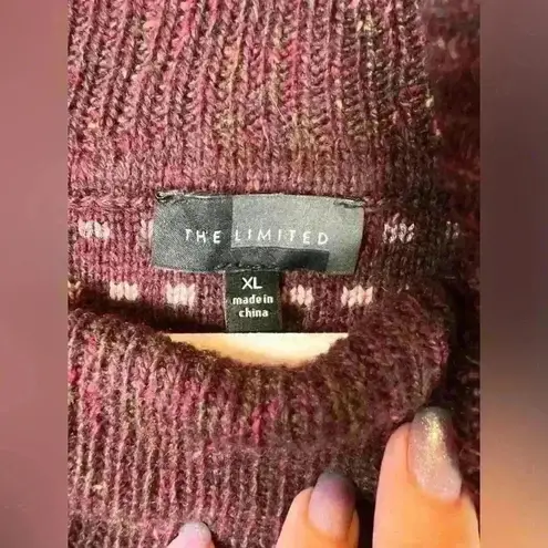 The Limited  Striped Maroon Cowl Neck Sweater Vest Wool Blend Women’s Size XL