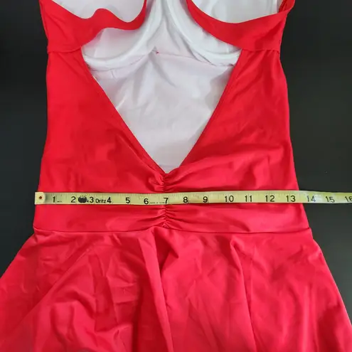 Red Halter Swim Dress NWOT Size XXL Red Swim Dress with Attached Shorts