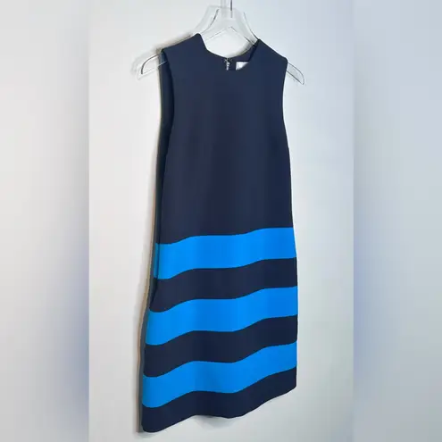 Victoria Beckham Navy Blue Midnight Turquoise Stripe Knit Shift Dress