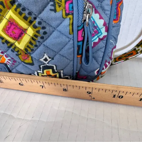 Vera Bradley  Blue Aztec Print Quilted Canvas Crossbody Handbag Purse Shoulder